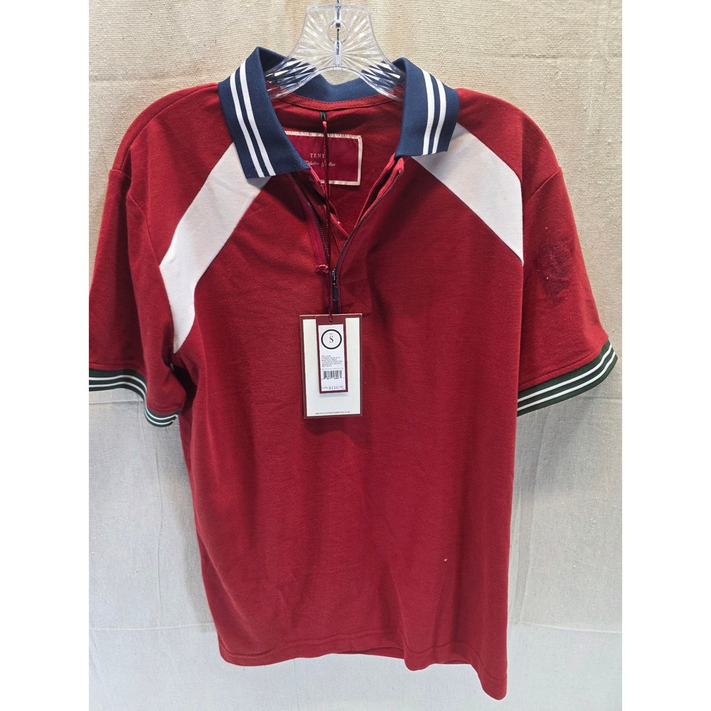 AKOO‎ Ten I Collection Mens Verve Polo Shirt Racing Red Quarter Zip Size Small
